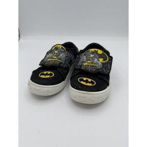 DC Batman Canvas Toddler Black Slip On Shoe Hook And Loop Closure Size 8